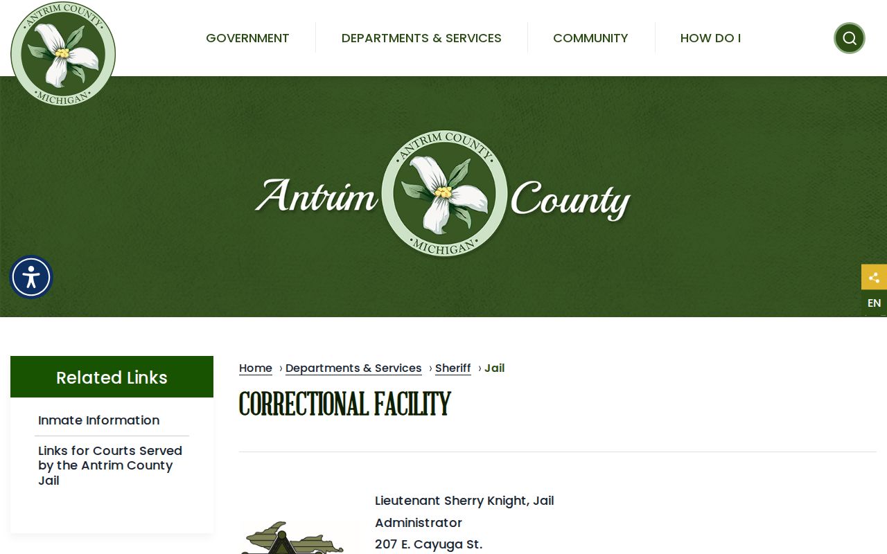 Antrim County Correctional Facility release records and transport information