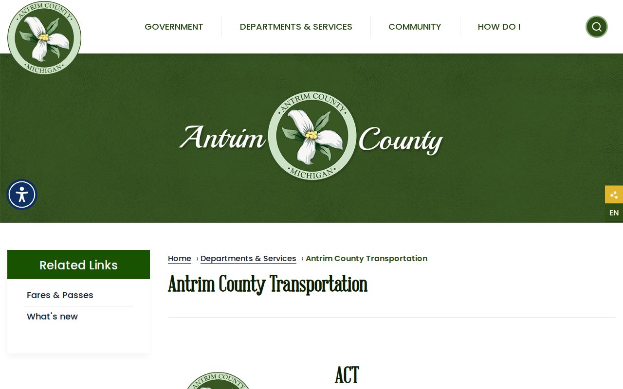 Antrim County transportation information after correctional facility release