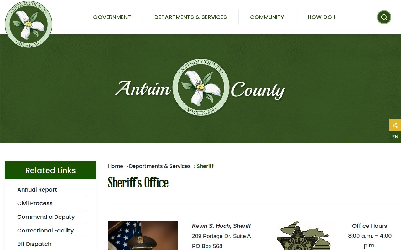 Antrim County Sheriff page without an official 72-hour release archive