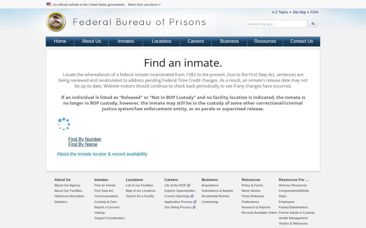 Federal BOP inmate locator for Antrim County federal release records